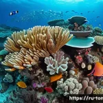 Home 21 통가에서 배우는 수중 생태계 - A vibrant underwater scene of Tonga’s coral reefs featuring a diverse array of hard and soft corals ...